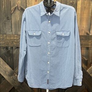 Vtg Abercrombie & Fitch Button Up‎ Top XL Checkered Plaid Blue Casual Preppy